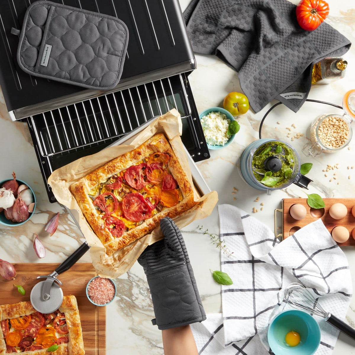 Quilted Cotton Terry Cloth Oven Mitt (Charcoal Grey)