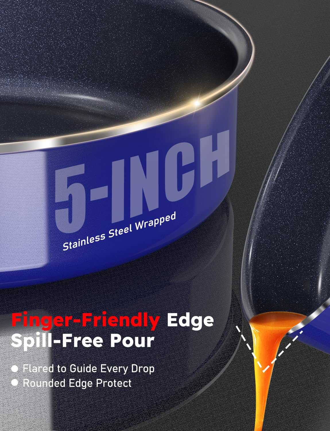 Pro Ceramic Pots and Pans Set & 2026 Upgraded Hybrid 3 (Royal Blue)