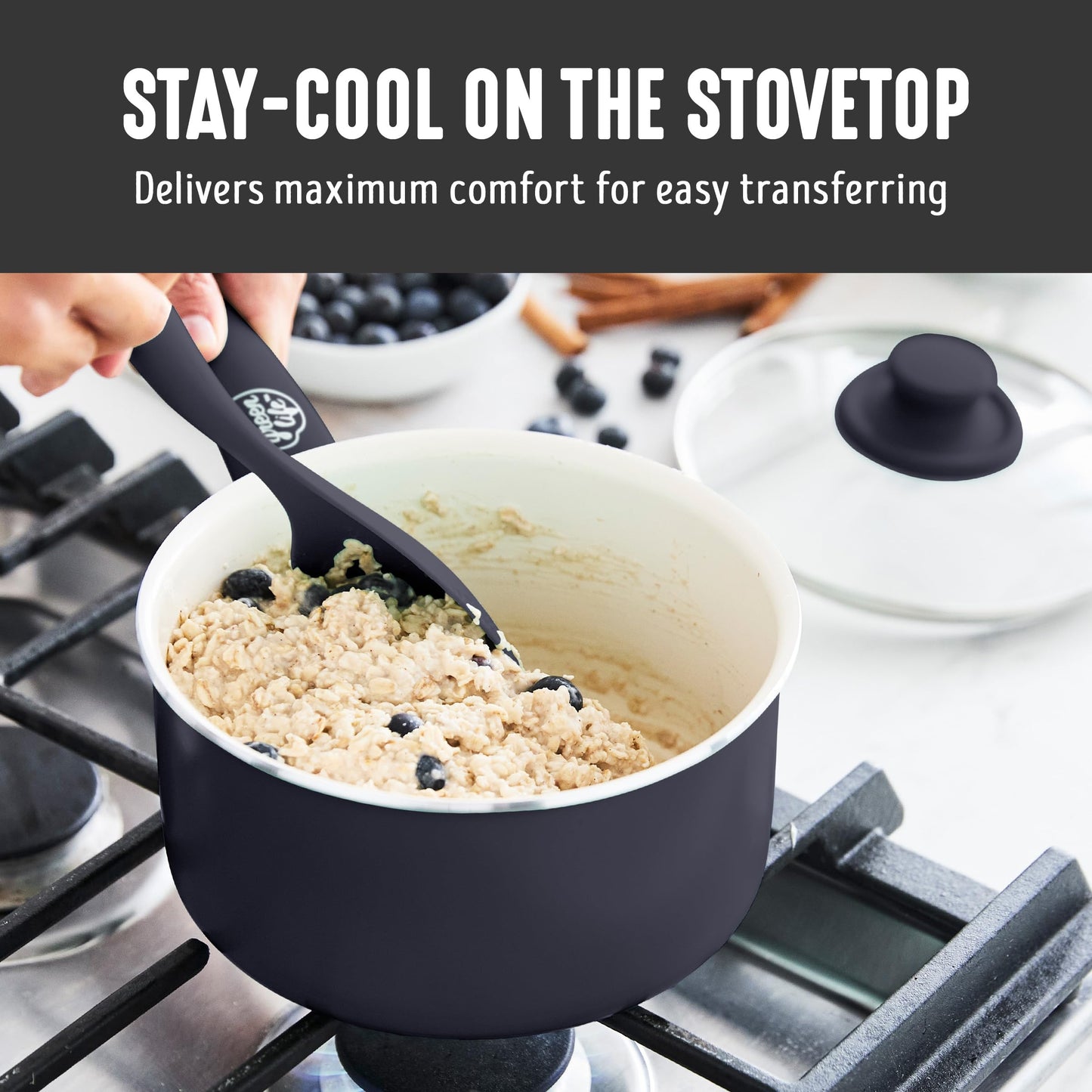 2.5QT Ceramic Nonstick Saucepan with Glass Lid