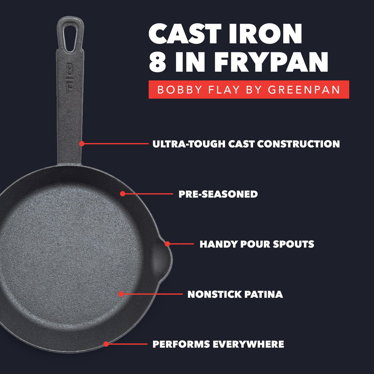 x Bobby Flay 8" Pre (8" Cast Iron Skillet / Black)