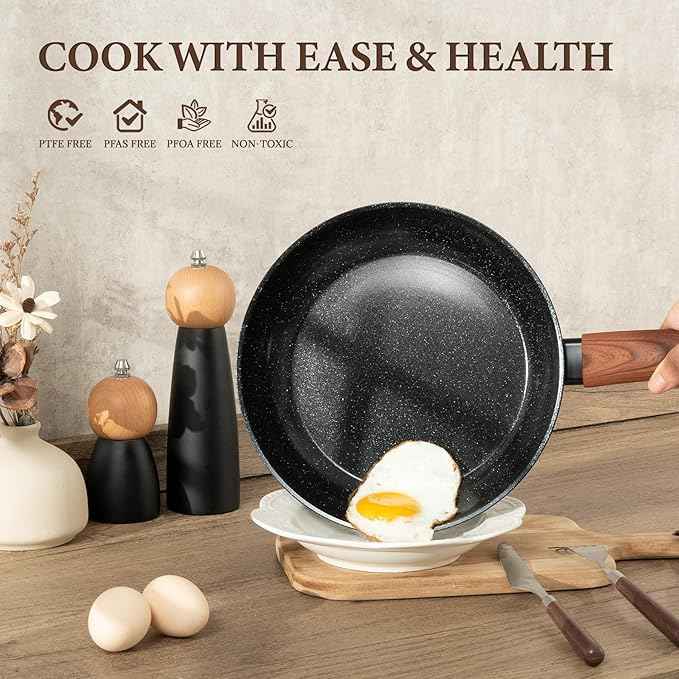 26Pcs Pots and Pans Nonstick Ceramic Cookware Set Nontoxic Kitchen Cooking Set with Steamers Utensils Induction Compatible, PFAS/PFOA Free, Oven and Dishwasher Safe, Black