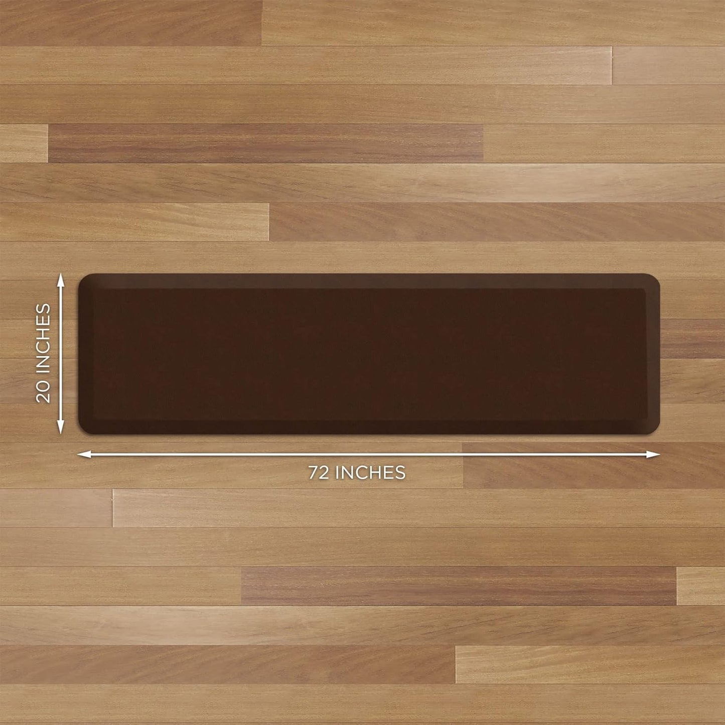 GelPro Anti Fatigue Nonslip Mat: Hard Floor Utility Mats for Garage, Patio and Kitchen - 20" x 72" x .5" - Leather Grain Truffle