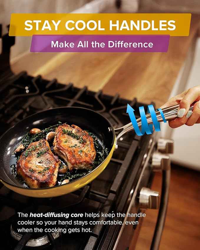 Nuwave Lux 13-Piece Premium Cookware Collection, Healthy G10 Duralon Blue Ceramic Nonstick, Ultra Durable, PFAS-Free, Lightweight & Works on All Cooktops