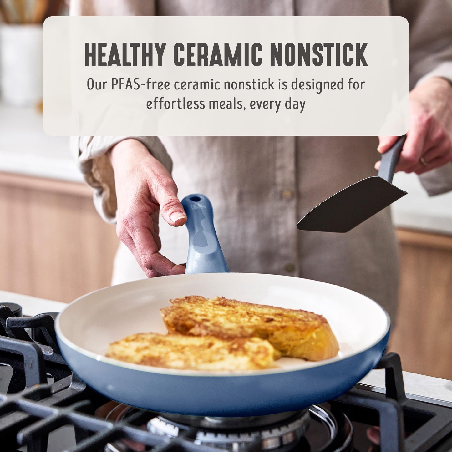 2 Piece 8" & 10" (8" and 10" Frying Pan Skillet Set / Slate Blue)