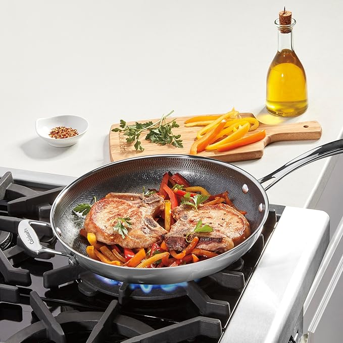 Cuisinart FusionPlus Hybrid Nonstick Stainless Steel Cookware, 12-Inch Skillet with Helper Handle, PFAS-Free PURELYSEAR Ceramic Technology, Scratch Proof, Cool Grip Handles, Dishwasher Safe