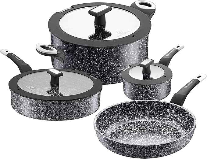 Waxonware 7pc Nonstick Cookware Set, Granite Pots and Pans Set Nonstick - Dishwasher Safe and 100% PFOA & PTFE Free - Kitchen Pot and pan set - Stonetec Series