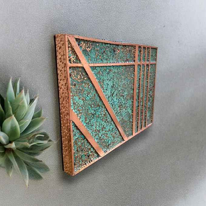 nooc art Handmade Copper Wall Art for Home, Living Room, Bedroom, Kitchen and Office Decor, Rustic Decorative Mural Art for Farmhouse Decor (patina of modern, 9.8 x 13.8, Unframed)