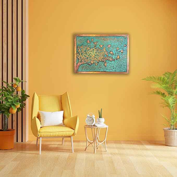 nooc art Handmade Copper Wall Art for Home, Living Room, Bedroom, Kitchen and Office Decor, Rustic Decorative Mural Art for Farmhouse Decor (Tree of Peace, 19.6 x 27.5, Unframed)