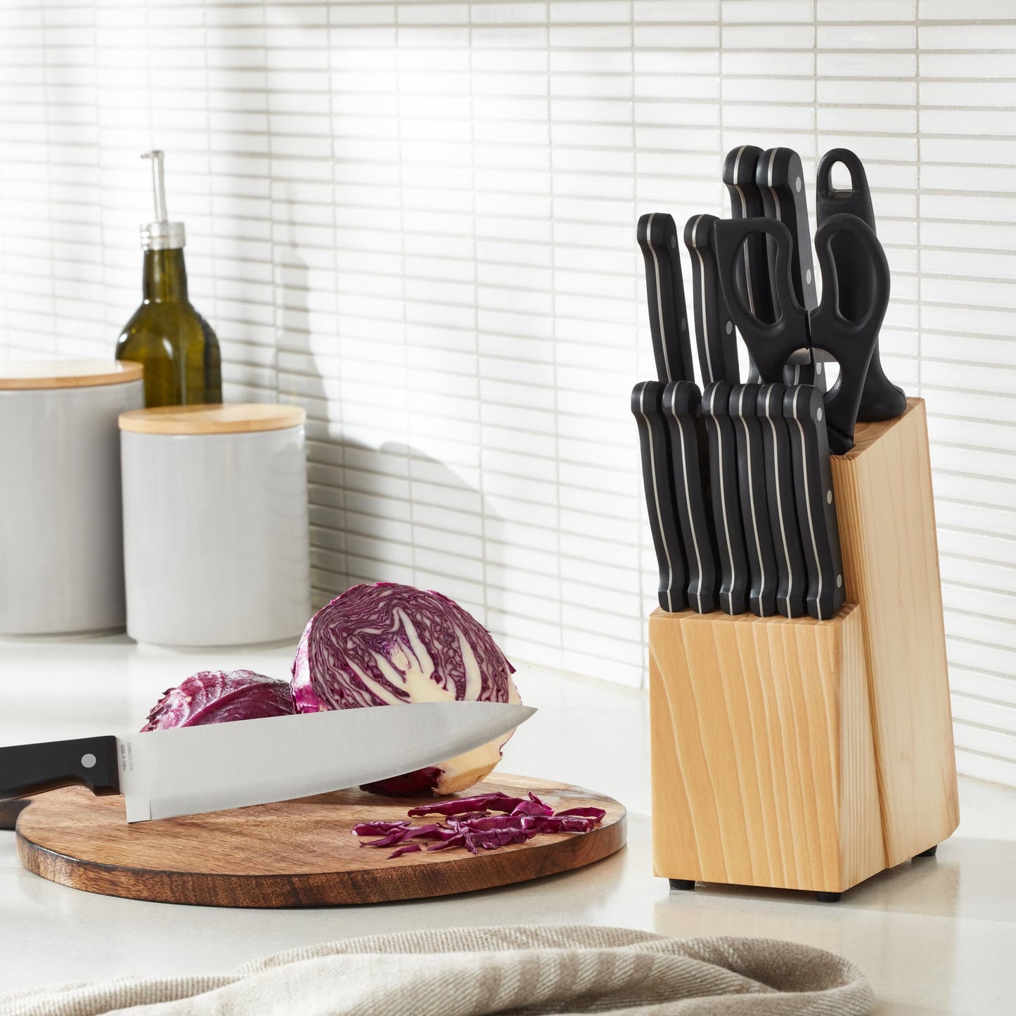 14 Piece High Carbon Stainless Steel Kitchen Knife Set with Full Tang Construction