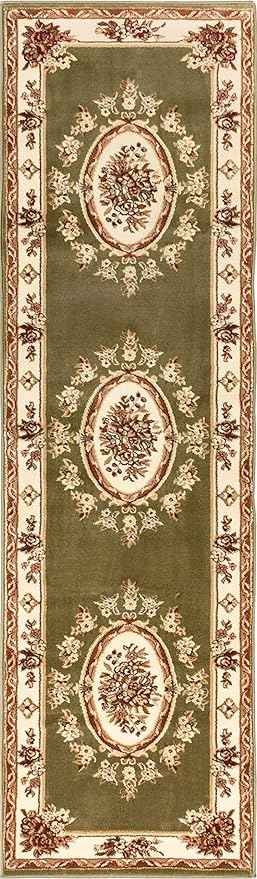 Well Woven Timeless Collection Le Petit Palais Green 3x12 Runner Luxurious Traditional French Medallion Oriental Area Rug Perfect for Living Room Bedroom or Dining Room Easy-to-Clean Durable Design