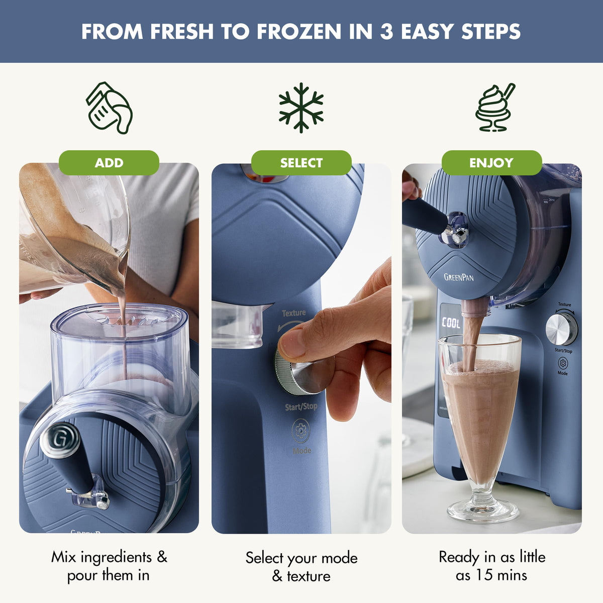 Frost Ice Cream Maker & Slushie Machine (4 Pint Ice Cream & Frozen Drink Maker / Berry Blue)