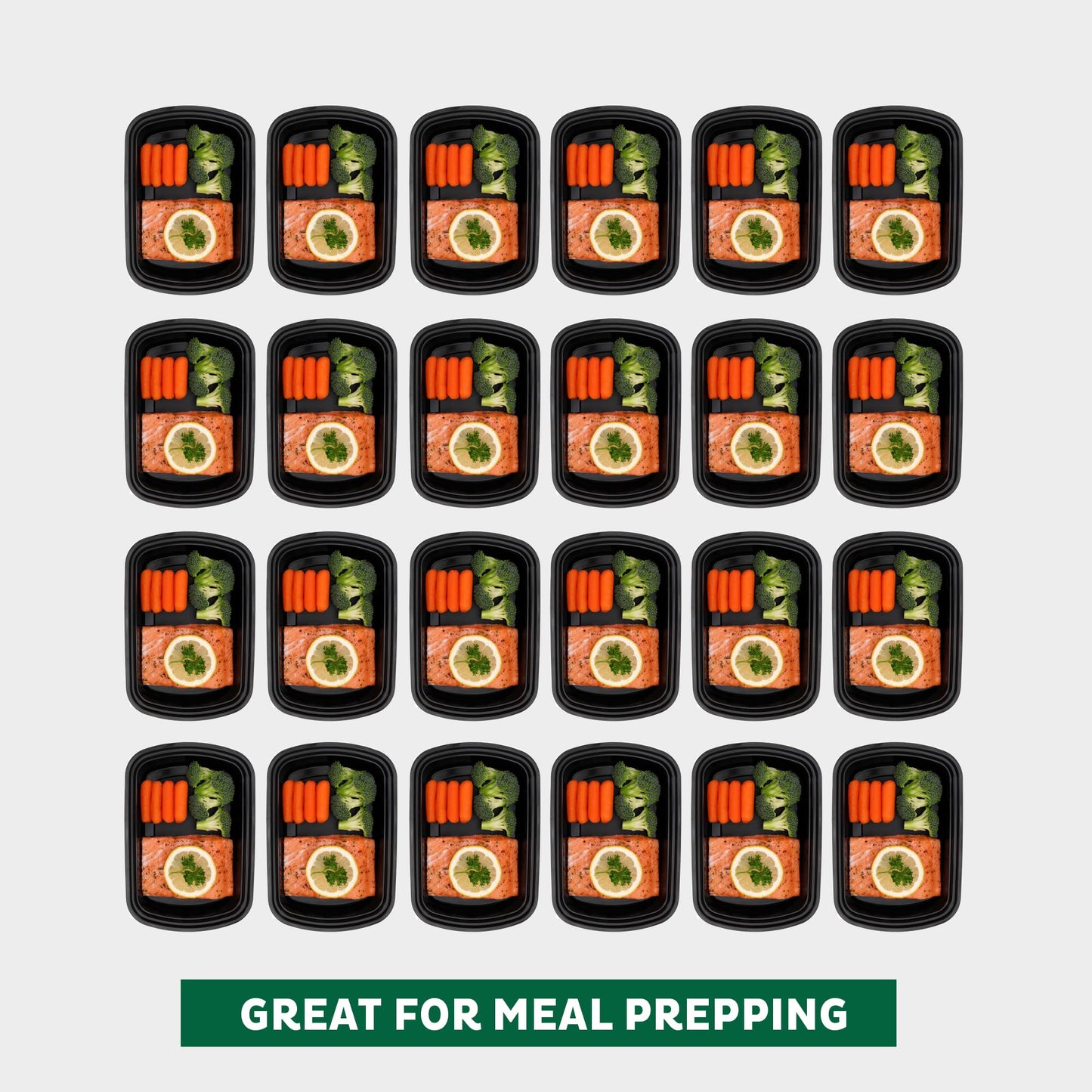 Meal Prep Containers [45 Pack] 1 Compartment with Lids (Black / 38OZ-45PK)
