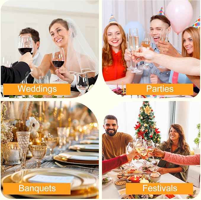 200pcs Gold Charger Plates With Napkin Rings Set Include 100 Gold Beaded Charger Plates 100 Napkin Rings, 13 Inch Plastic Round Chargers for Dinner, Wedding, Birthday, Party, Banquet, Table Setting