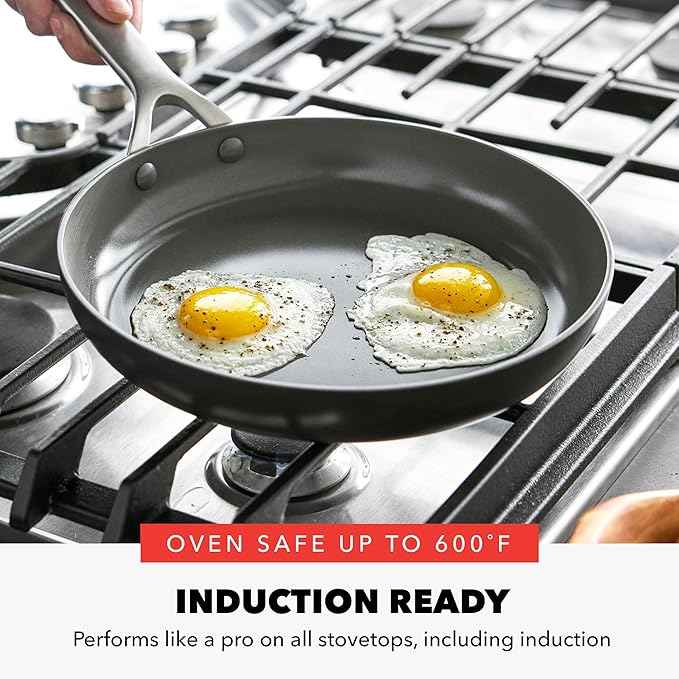 GreenPan x Bobby Flay Hard Anodized Nonstick 10 Piece Cookware Set, PFAS-Free Ceramic Pots & Pans, Induction Suitable, Frypans, Saucepans Saute, Stockpot, Glass Lids, Dishwasher & Oven Safe, Black