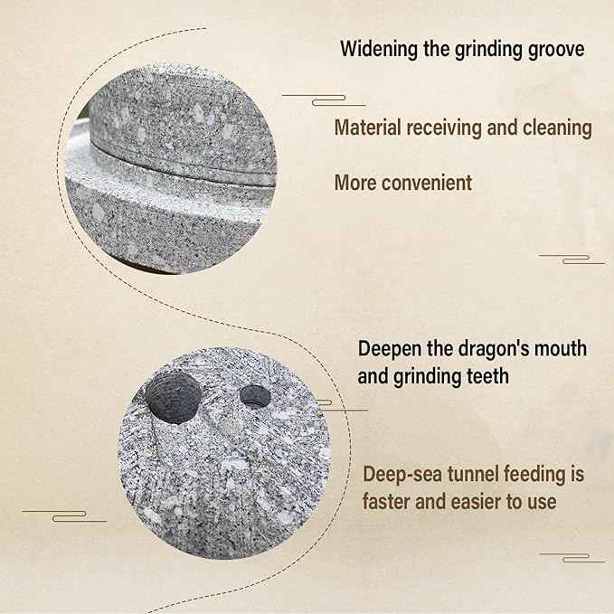 Traditional Stone Grain Mill-Natural Spice Grinder,Dry/Wet Graphite Machine,Perfect Kitchen Tool For Healthy Cooking(25cm/9.8in)