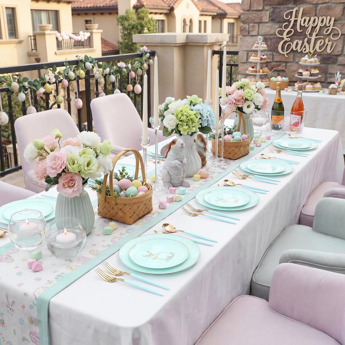 60 Pieces Easter plates with Gold Bunny (Bunny / 60)