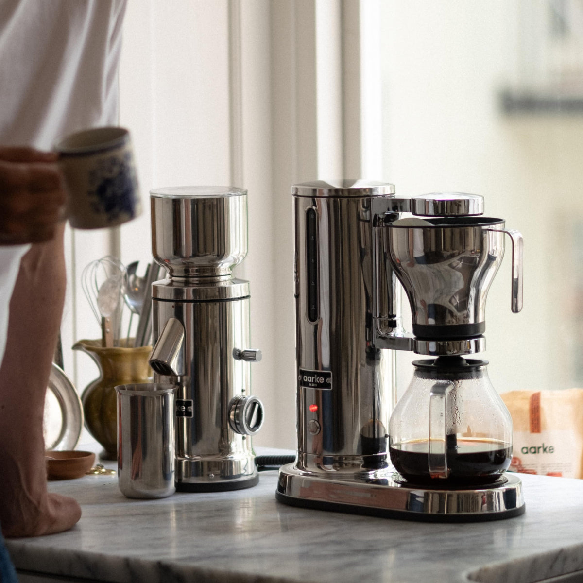 Drip Coffee Maker with 42oz Glass Carafe (Stainless Steel)