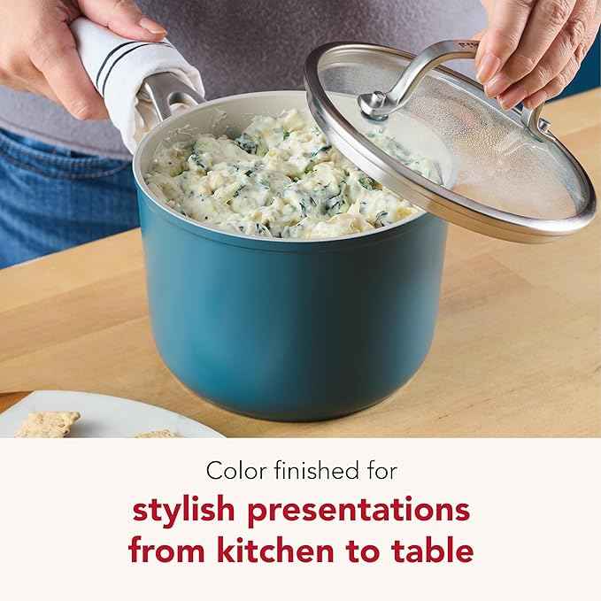 KitchenAid Hard Anodized Ceramic Induction Nonstick Pots and Pans Set with Saucepans, Frying Pans, Stockpot, and Lids, Dishwasher Safe, 9 Piece Cookware Set with Stainless Steel Handles - Agave Blue