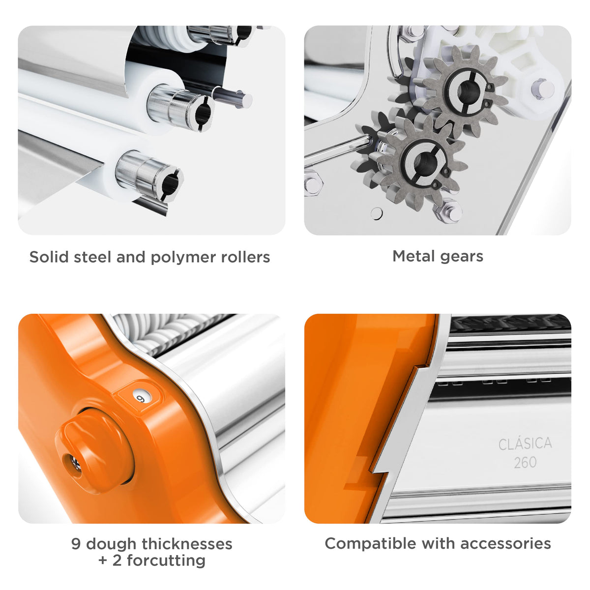 Classic 260 Pasta Maker Machine (Orange)