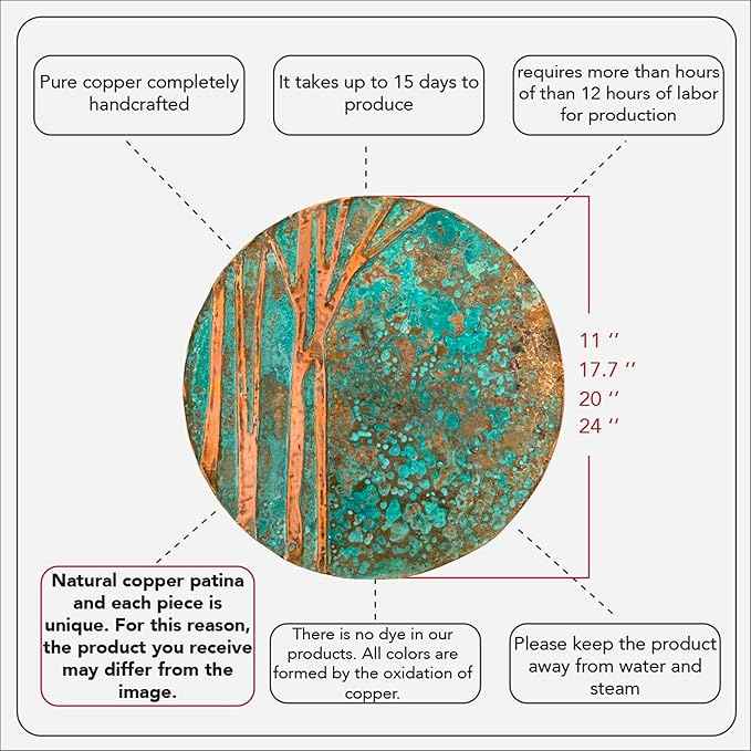 nooc art Handmade Copper Wall Art for Home, Living Room, Bedroom, Kitchen and Office Decor, Rustic Decorative Mural Art for Farmhouse Decor (Tree of Life, 24, Unframed)