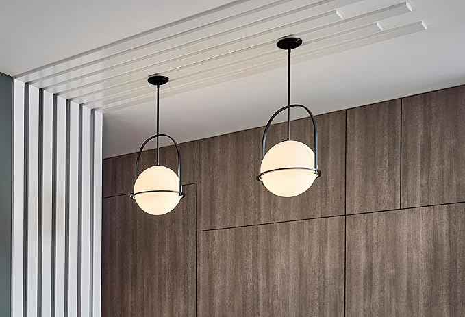 Hinkley Somerset 3405KZ Large Hanging Pendant Light, Etched Opal Glass Globe, for Even or Sloped Ceilings, Customize Installation Height, Buckeye Bronze