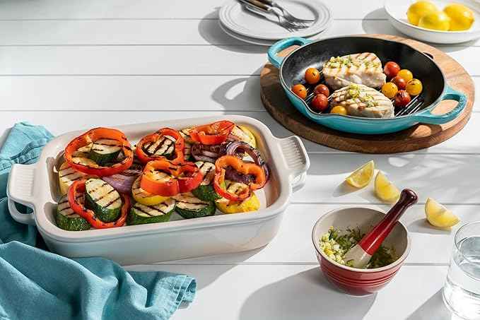 Le Creuset Stoneware Rectangular Dish with Platter Lid, 3 qt., Sea Salt