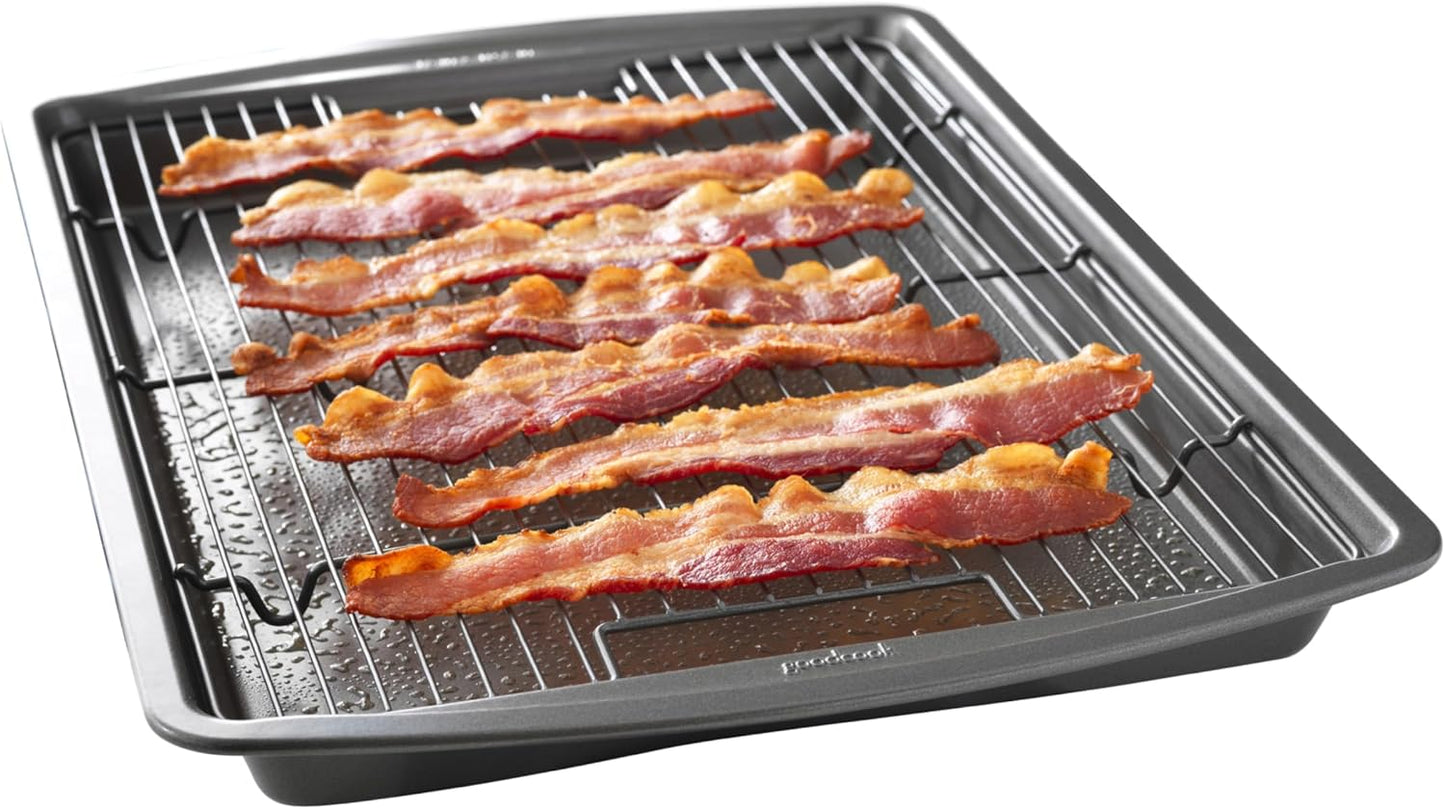 GoodCook 15” x 10.5” Nonstick Carbon Steel Baking Pan & Raised Wire Rack – Pizza Crisper, Crispy Bacon, Multipurpose Cooking Sheet Pan, Cooling Rack, Kitchen Cookware Set, Dishwasher Safe - HomeSpice
