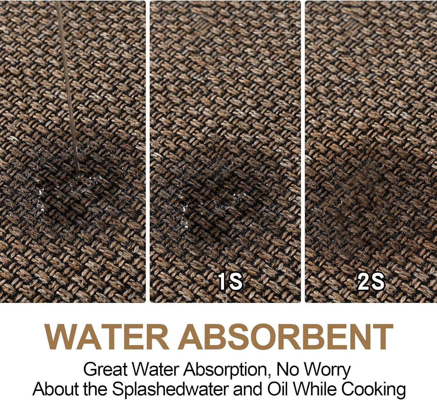 Kitchen Mat Set of 2 PCS, Cushioned Non Slip Rugs for Kitchen Floor, Absorbent Runner Comfort Standing Mats Washable for Kitchen, Office, Home (Brown, 17.3"x30"+17.3"x71")