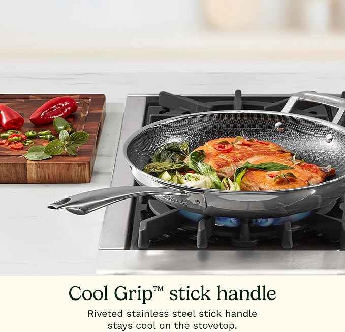 Cuisinart FusionElite+ Hybrid Nonstick Tri-Ply Stainless Steel Skillet, 12″ Skillet Frying Pan with Helper, PURELYSEAR Ceramic Nonstick Technology, Scratch Proof, Cool Grip Handles, Dishwasher Safe