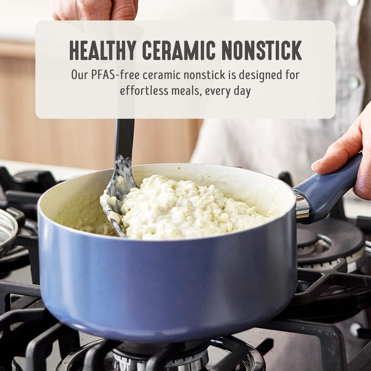 2QT Ceramic Nonstick Saucepan with Lid (2 Quarts / Slate Blue)