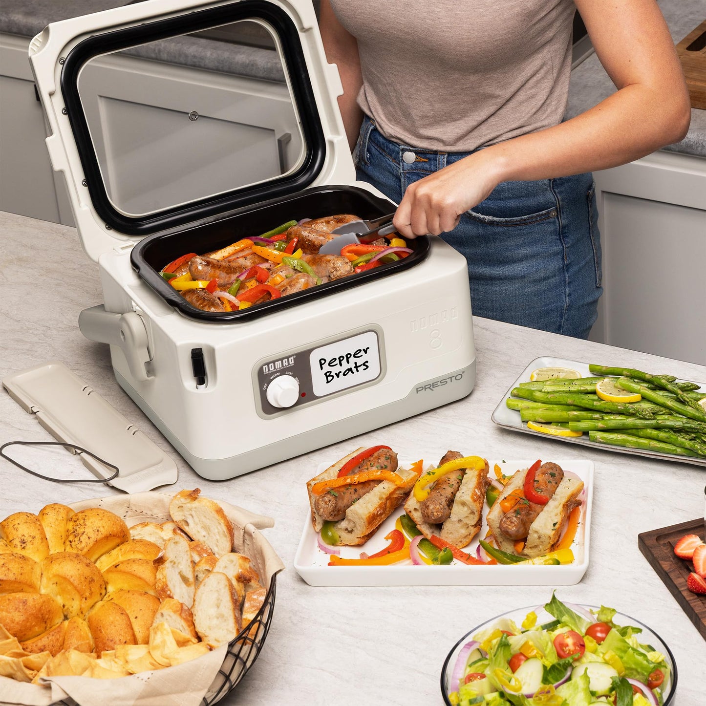 06030 8 quart Nomad Traveling Slow Cooker (White)