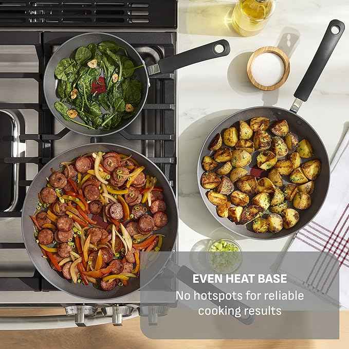 T-Fal Ultimate Hard Anodized Nonstick 10 Piece Cookware Set, Oven Safe Up to 400°F, Dishwasher Safe, Pots and Pans Set, Includes Frying Pans, Saucepan, Stockpot, Cooking Utensils, Grey