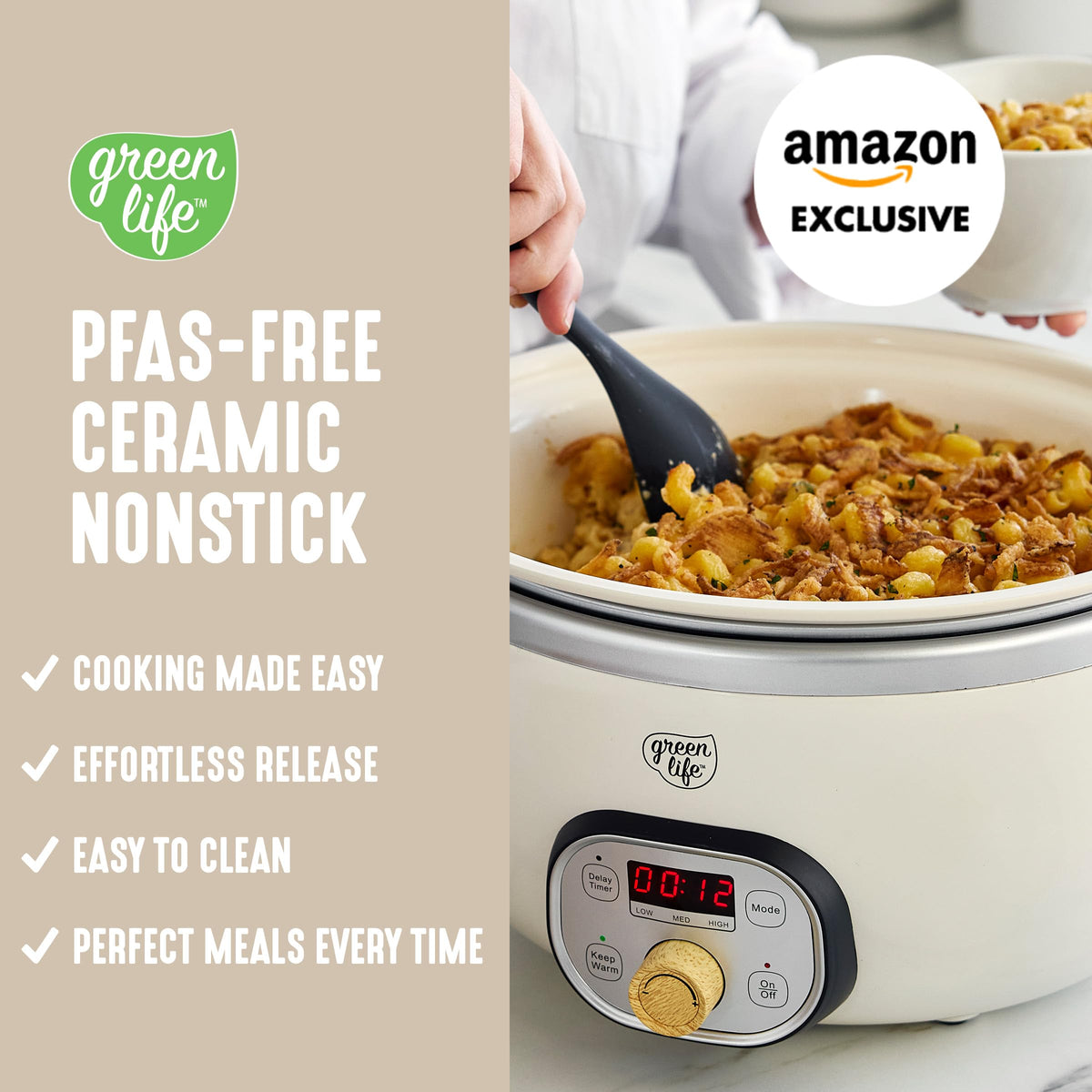 6QT Ceramic Nonstick Slow Cooker (Cream / 6 Quarts)