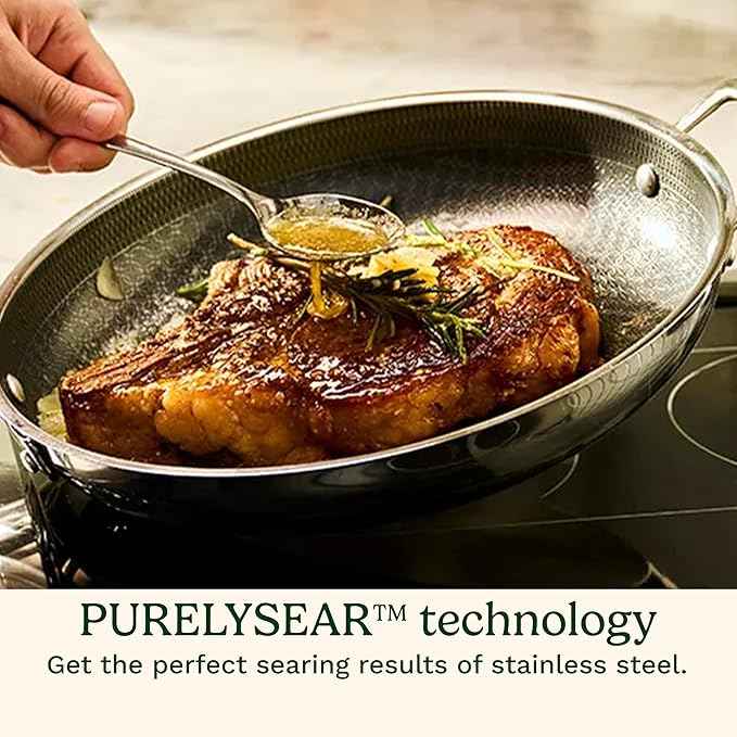 Cuisinart FusionPlus Hybrid Nonstick Stainless Steel Cookware Set, 5-Piece Skillet Cooking Set with PFAS-Free PURELYSEAR Ceramic Non Stick Technology, Scratch Proof, Cool Grip Handles, Dishwasher Safe