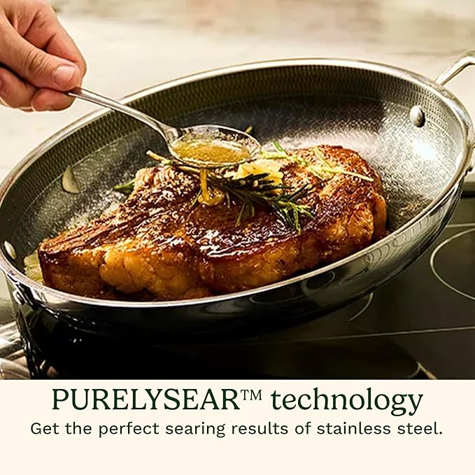 Cuisinart FusionPlus Hybrid Nonstick Stainless Steel Cookware Set, 6-Piece Skillet Cooking Set with PFAS-Free PURELYSEAR Ceramic Non Stick Technology, Scratch Proof, Cool Grip Handles, Dishwasher Safe