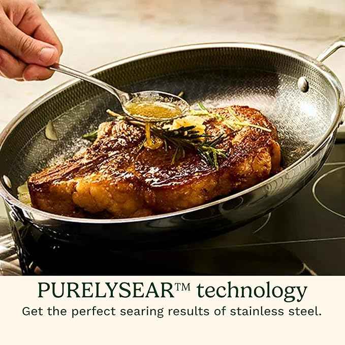 Cuisinart FusionPlus Hybrid Nonstick Stainless Steel Cookware, 12-Inch Round Griddle Pan with PFAS-Free PURELYSEAR Ceramic Technology, Scratch Proof, Cool Grip Handles, Dishwasher Safe