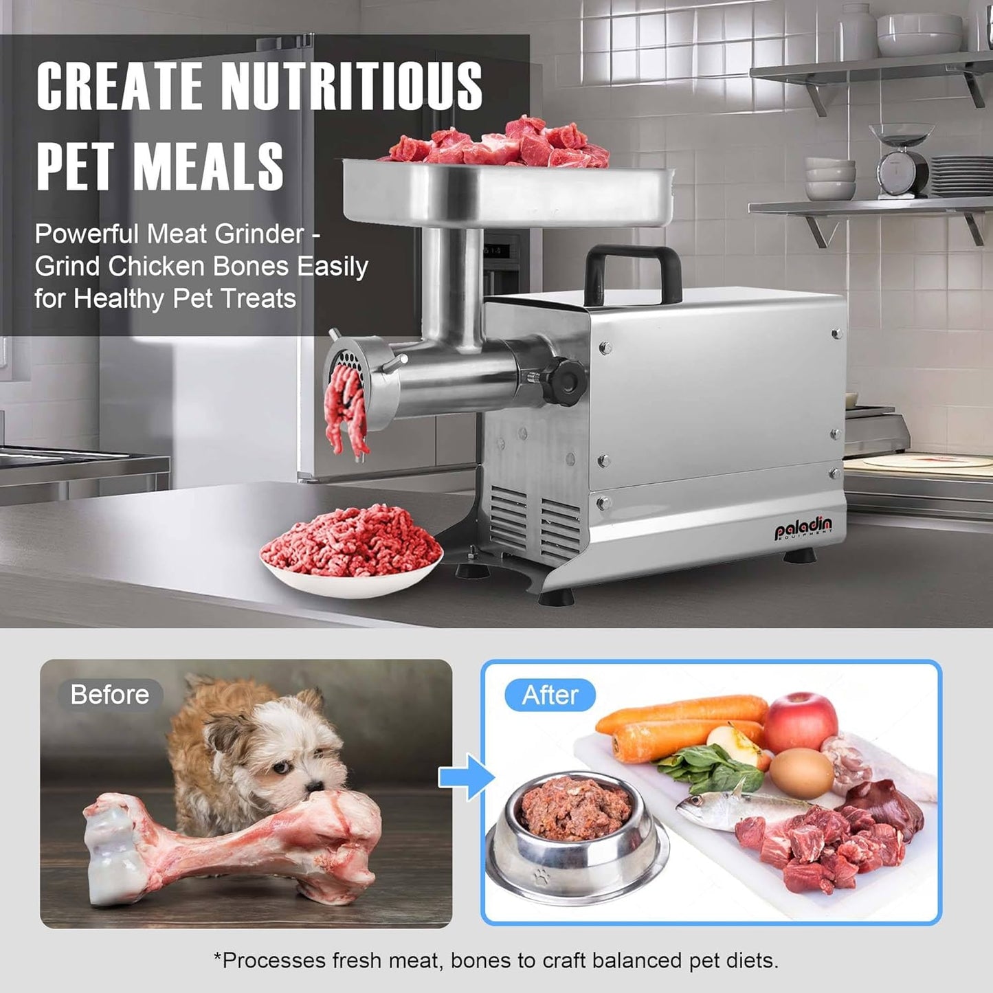 #5 Commercial Stainless Steel Electric Meat Grinder Machine, 240lbs/h, 0.4HP Heavy Duty Meat Grinder with Sausage Stuffer for deer processing, Pet Food, Heavy Use