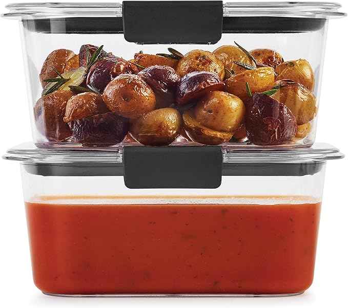 Rubbermaid Brilliance BPA-Free Food Storage Containers, Medium Deep, 4.7 Cup, Airtight & Leak-Proof, Microwave & Dishwasher Safe, 4 Count (Pack of 2)