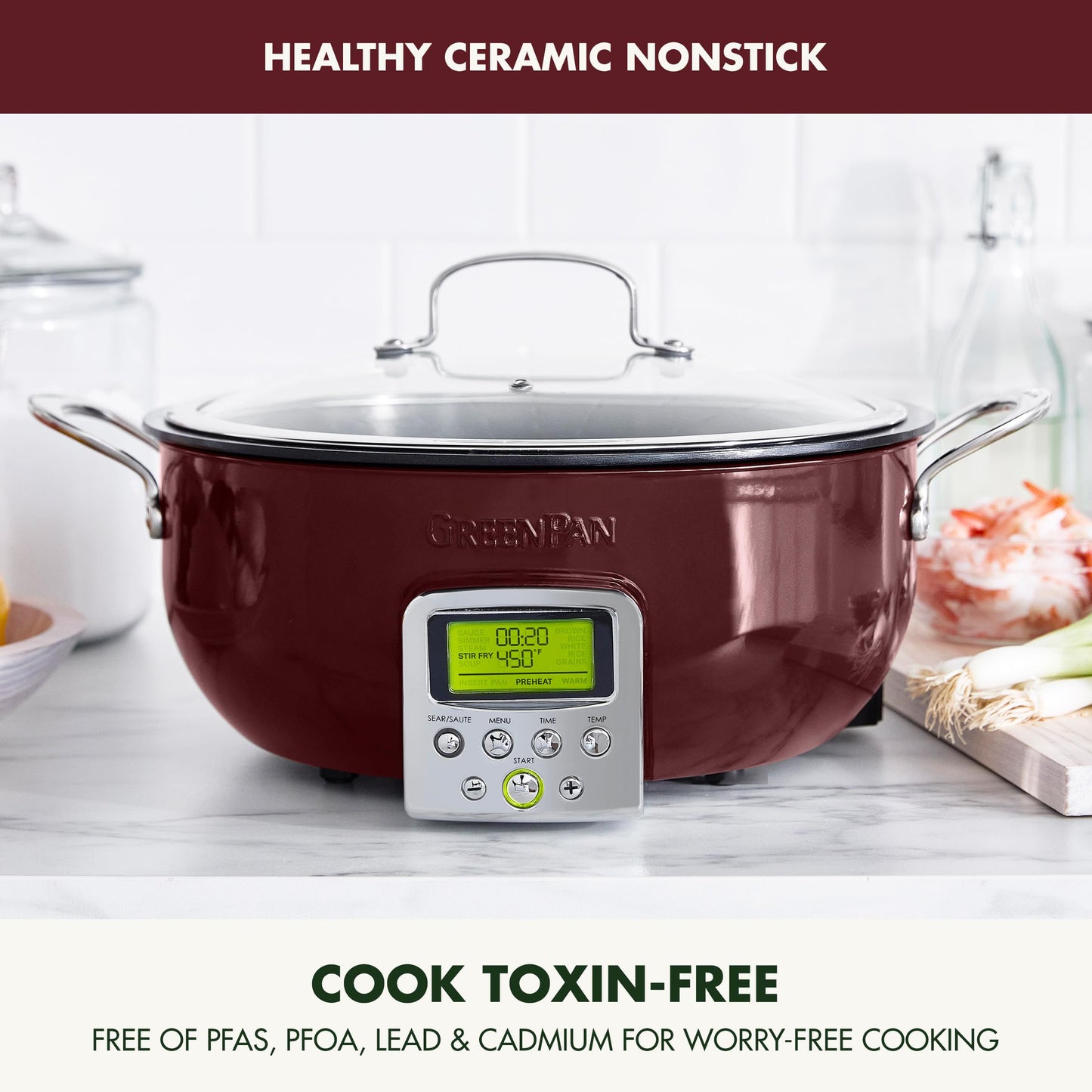 Elite Essential Smart Electric 6QT Skillet Pot (6 Quarts / Fig Purple)