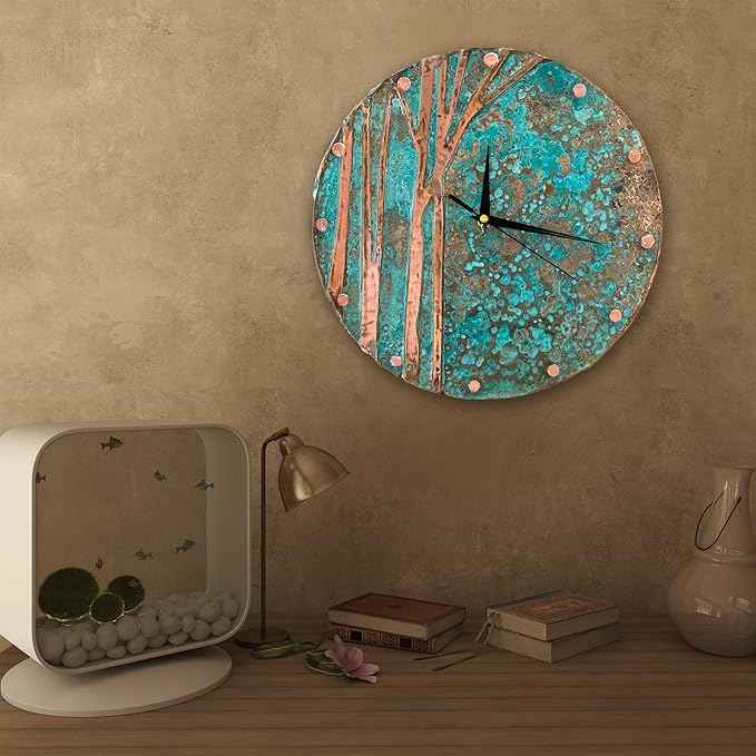 Handmade Copper Wall Clock Artisan Touch in Every Piece - Tree of Time Wall Decor Copper Clock for Living Room, Office, Kitchen & Bedroom (Time Circles Tree, 24)