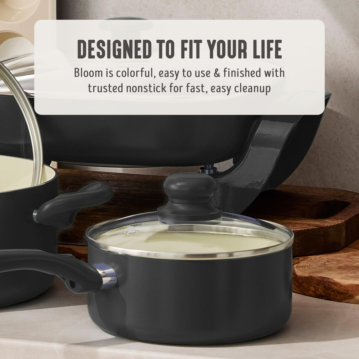 2QT Ceramic Nonstick Saucepan with Lid (2 Quarts / Graphite Black)