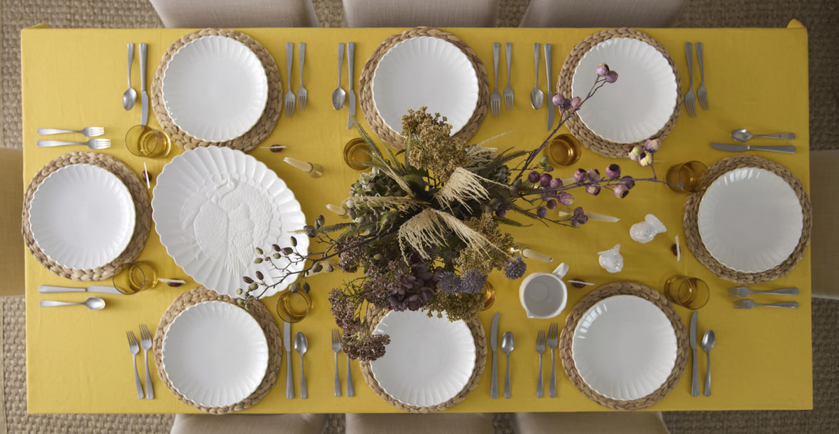 French Perle White 18in Large Serving Platter Carved Turkey Stoneware (Turkey Platter / White)
