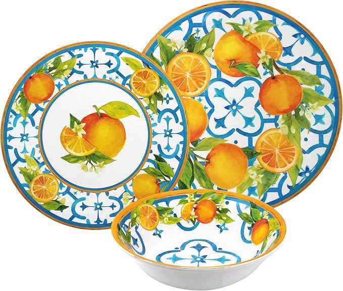 Le Cadeaux Luxury Melamine 18 Piece Dinnerwear Set, Service for 6, Valencia