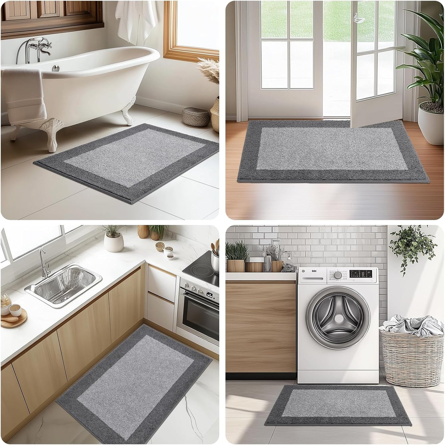 Machine Washable Runner Rug 32" x 96", Non Slip Kitchen Mat for Floor, Absorbent Entryway Rug for Kitchen, Bedroom, Living Room, Hallway, Door (Roll Packing)