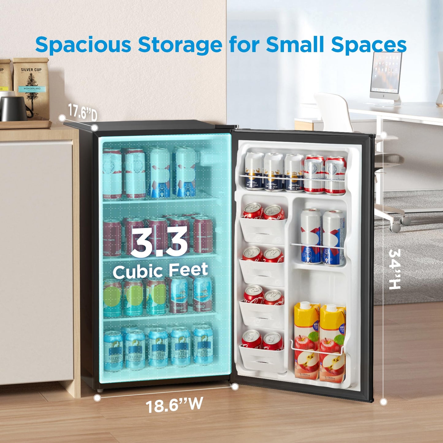 3.3 Cu.ft Compact Fridge