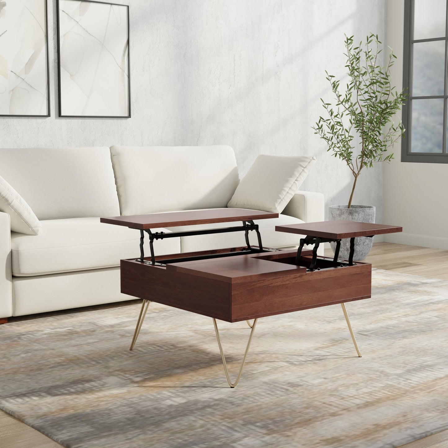 Hunter 32" Wide Solid Mango Wood Coffee Table in Umber Brown