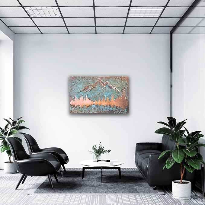 nooc art Handmade Copper Wall Art for Home, Living Room, Bedroom, Kitchen and Office Decor, Rustic Decorative Mural Art for Farmhouse Decor (Panorama of Copper, 9.8 x 13.8, Unframed)