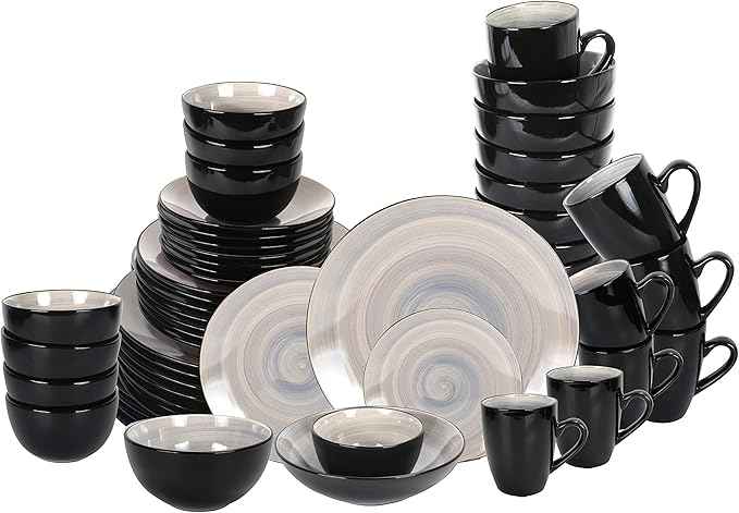 Stoneware Sonoma 56pc Dinnerware Set, Black + Speckled Spin Wash Grey