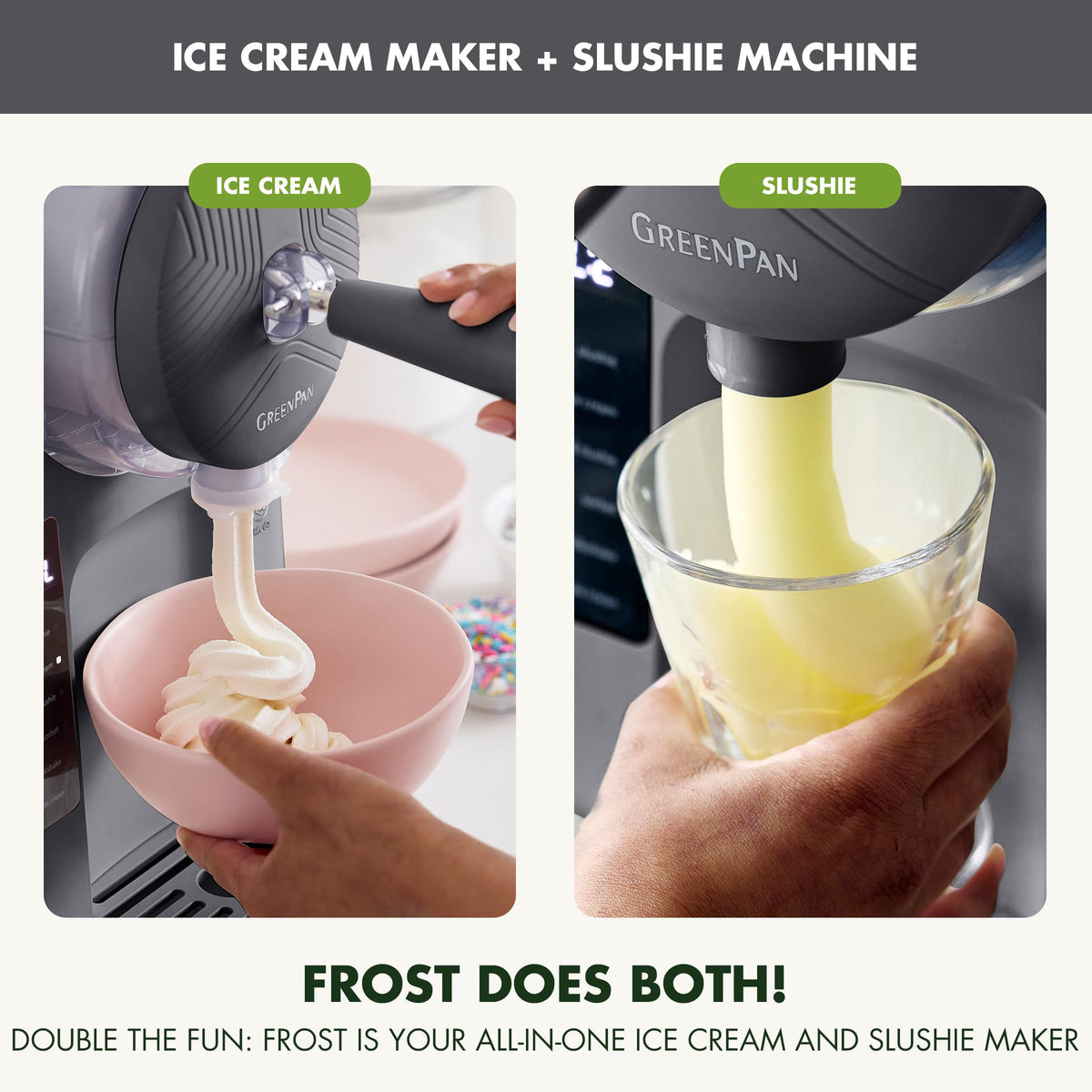 Frost Ice Cream Maker & Slushie Machine (4 Pint Ice Cream & Frozen Drink Maker / Licorice Gray)