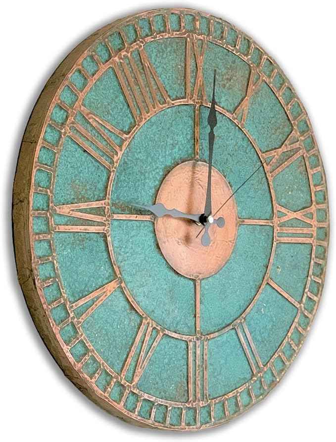 Handmade Copper Wall Clock Artisan Touch in Every Piece - Roman Glow Wall Decor Copper Clock for Living Room, Office, Kitchen & Bedroom (11 Inch)